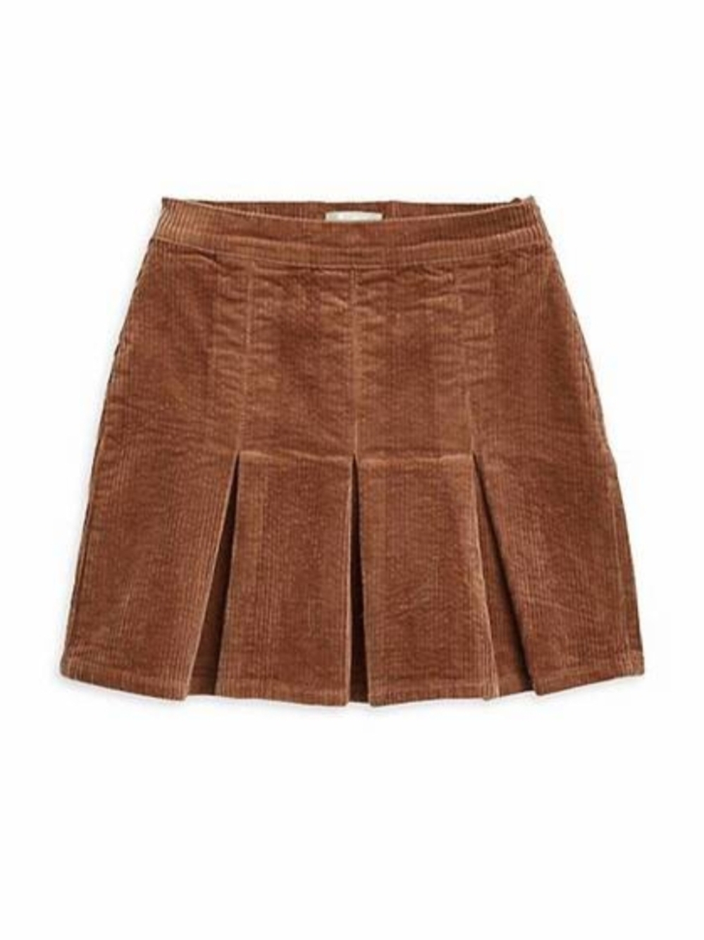 Tractr Corduroy Pleated Mini Skirt In Rust